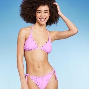 Y2K Wild Fable Lavender Ruffle Tie Bikini Set